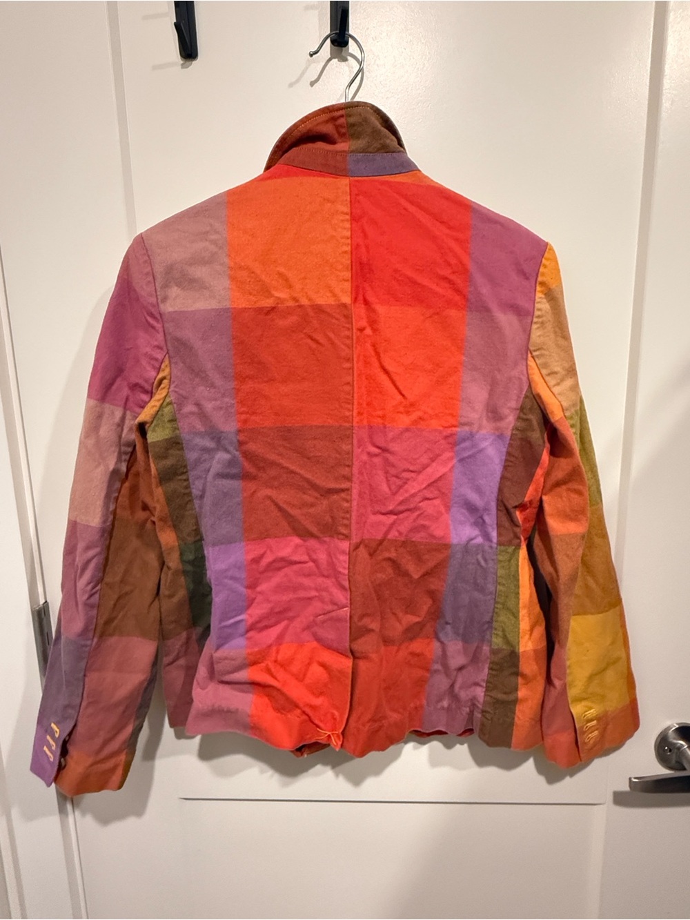 Colorblock Patchwork Cotton Blazer Jacket - Multi - Picture 5 of 7